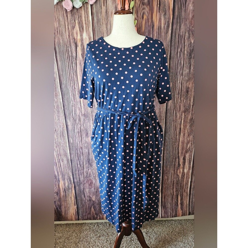 Crost & Barrow Knit Polka Dot Midi Dress With Pockets Size XXL